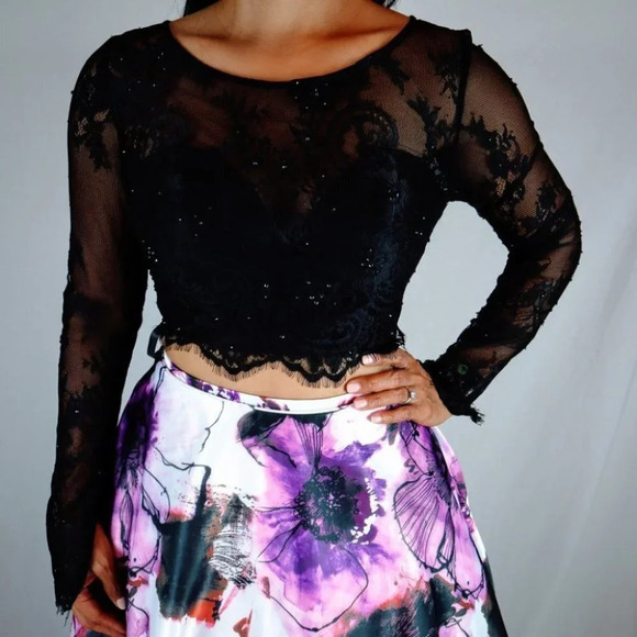 NWT Rachel Allan Two Piece Black Purple Formal Gown $538 - Picture 3 of 13